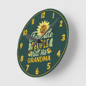 水彩ひまわり私のお気に入りの人おばあちゃん ラウンド壁時計 (傾斜)