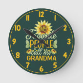 水彩ひまわり私のお気に入りの人おばあちゃん ラウンド壁時計 (正面)