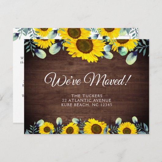 水彩ひまわり移動発表素朴 ポストカード (正面/裏面)