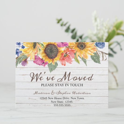 水彩ひまわり移動 |住所の変更 案内状 (スタンド正面)