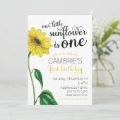 水彩ひまわり第1誕生日招待状 招待状 (スタンド正面)