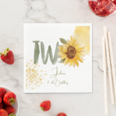 水彩ひまわり第2誕生日 スタンダードランチョンナプキン (インサイチュ)