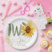 水彩ひまわり第2誕生日 ペーパープレート (パーティー)