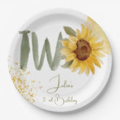 水彩ひまわり第2誕生日 ペーパープレート (正面)