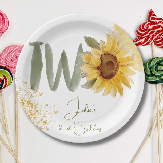 水彩ひまわり第2誕生日 ペーパープレート