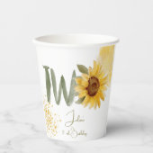 水彩ひまわり第2誕生日 紙コップ (正面)