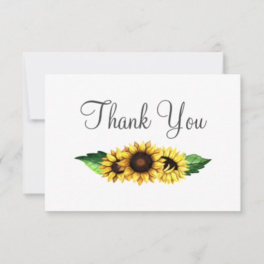 水彩ひまわり素朴の国結婚の サンキューカード (正面)