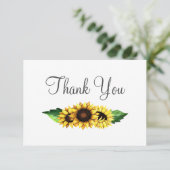 水彩ひまわり素朴の国結婚の サンキューカード (スタンド正面)