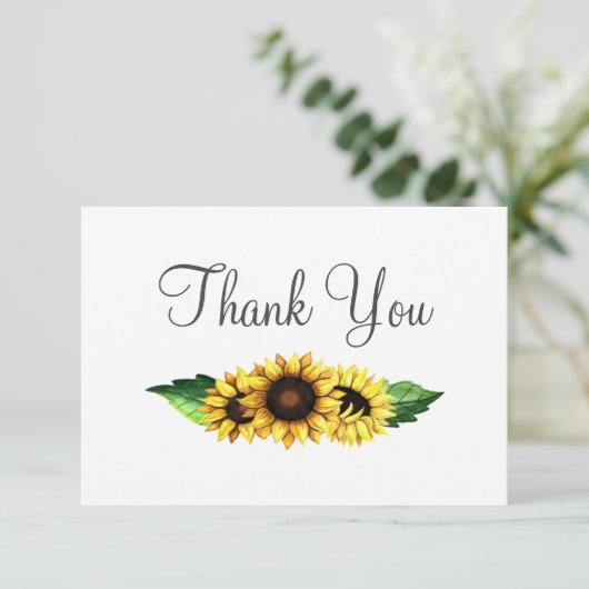 水彩ひまわり素朴の国結婚の サンキューカード (スタンド正面)