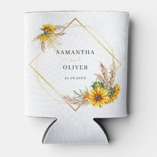 水彩ひまわり素朴の結婚クーラーボックス 缶クーラー (正面)