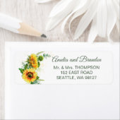 水彩ひまわり素朴の結婚住所 シール (インサイチュ)