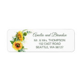 水彩ひまわり素朴の結婚住所 シール (正面)