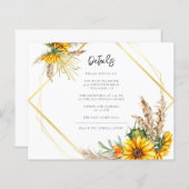 水彩ひまわり素朴の結婚詳細カード (正面/裏面)