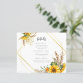 水彩ひまわり素朴の結婚詳細カード (スタンド正面)