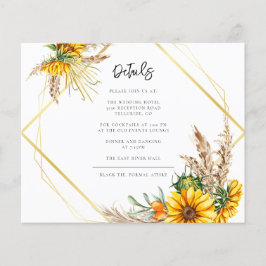 水彩ひまわり素朴の結婚詳細カード