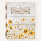 水彩ひまわり素朴ウッドファミリーレシピ ノートブック (正面)