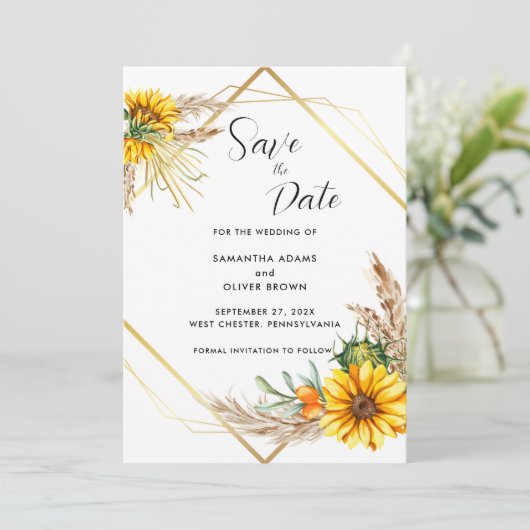 水彩ひまわり素朴スクリプト日付の保存 セーブザデート (スタンド正面)