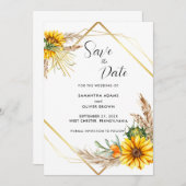 水彩ひまわり素朴スクリプト日付の保存 セーブザデート (正面/裏面)