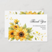 水彩ひまわり素朴ブライダルシャワー サンキューカード (正面/裏面)