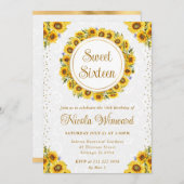水彩ひまわり素朴リーススウィート16 招待状 (正面/裏面)