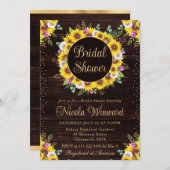 水彩ひまわり素朴リースブライダルシャワー 招待状 (正面/裏面)