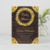 水彩ひまわり素朴リースベビーシャワー 招待状 (スタンド正面)