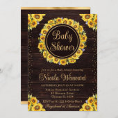 水彩ひまわり素朴リースベビーシャワー 招待状 (正面/裏面)