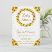 水彩ひまわり素朴リースベビーシャワー 招待状 (スタンド正面)