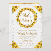 水彩ひまわり素朴リースベビーシャワー 招待状 (正面/裏面)