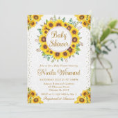 水彩ひまわり素朴リースベビーシャワー 招待状 (スタンド正面)