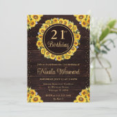 水彩ひまわり素朴リース誕生日 招待状 (スタンド正面)