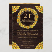 水彩ひまわり素朴リース誕生日 招待状 (正面/裏面)