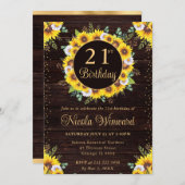 水彩ひまわり素朴リース誕生日 招待状 (正面/裏面)