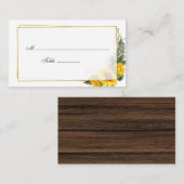 水彩ひまわり素朴幾何学模様結婚 プレイスカード (正面/裏面)