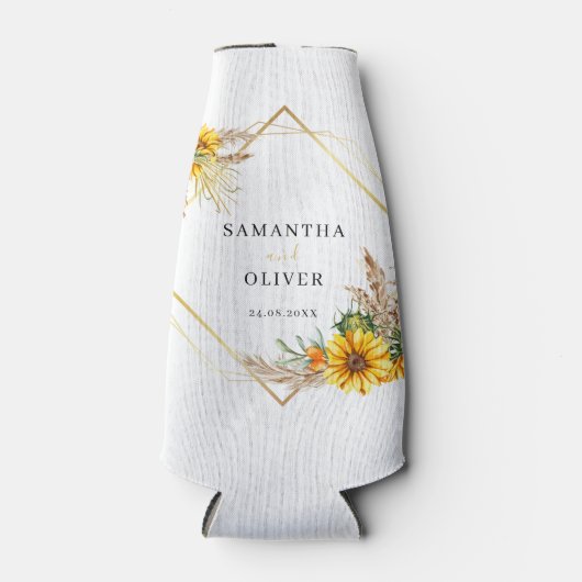 水彩ひまわり素朴結婚のボトルクール ボトルクーラー (正面)