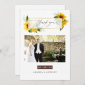 水彩ひまわり素朴結婚の写真集 サンキューカード (正面/裏面)