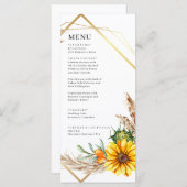 水彩ひまわり素朴結婚の メニュー (正面/裏面)