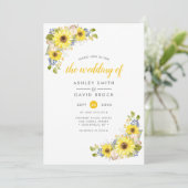 水彩ひまわり素朴結婚式招待状 招待状 (スタンド正面)