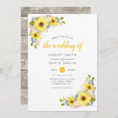 水彩ひまわり素朴結婚式招待状 招待状 (正面/裏面)