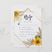 水彩ひまわり素朴QRコード結婚ズ 出欠カード (正面/裏面)