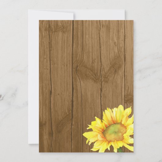 水彩ひまわり結婚と木目 招待状 (裏面)