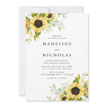 水彩ひまわり結婚と緑