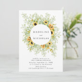 水彩ひまわり結婚と緑 招待状 (スタンド正面)