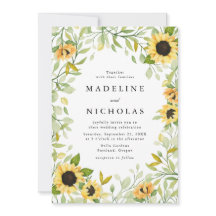 水彩ひまわり結婚と緑