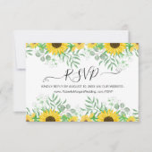 水彩ひまわり結婚のウェブサイト 出欠カード (正面)
