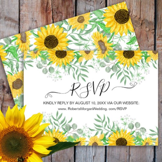 水彩ひまわり結婚のウェブサイト 出欠カード