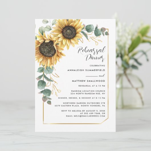 水彩ひまわり結婚のリハーサルディナー 招待状 (スタンド正面)