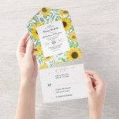 水彩ひまわり結婚の花 オールインワン招待状 (貼ってはがせる)