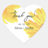 水彩ひまわり結婚の花 ハートシール (正面)