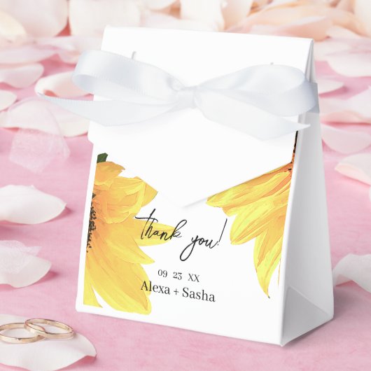 水彩ひまわり結婚の花 フェイバーボックス (ウェディング)